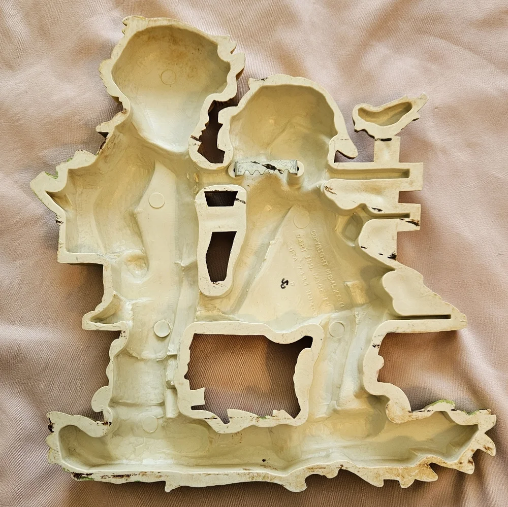 Vintage Wall Plaque with Children and Bird HOMCO 1977 Dart Plastics Decor